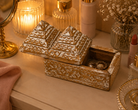 Handcrafted Wooden Jewelry Box Carved Indian Tribal Style Trinket Box - 2026080301NWC
