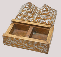 Handcrafted Wooden Jewelry Box Carved Indian Tribal Style Trinket Box - 2026080301NWC