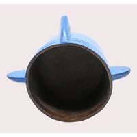 Handcrafted Wooden Planter – Dark Blue Antique Finish Decorative Plant Pot - 2026081001DBA