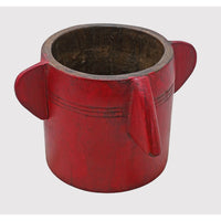 Handcrafted Wooden Planter – Dark Red Antique Finish Decorative Plant Pot - 2026081001DRA