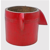 Handcrafted Wooden Planter – Dark Red Antique Finish Decorative Plant Pot - 2026081001DRA