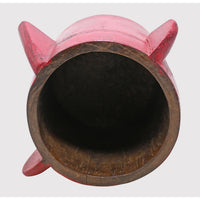 Handcrafted Wooden Planter – Dark Red Antique Finish Decorative Plant Pot - 2026081001DRA