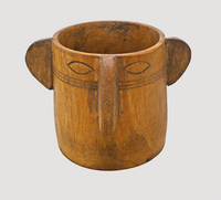 Angled view of rustic natural finish wooden planter pot