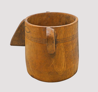 Side view of handcrafted wooden planter with antique finish