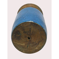 Handcrafted Wooden Flower Pot – Dark blue Finish Decorative Planter - 2026081002DBA