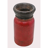 Handcrafted Wooden Flower Pot – Dark Red Antique Finish Decorative Planter - 2026081002DRA