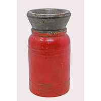 Handcrafted Wooden Flower Pot – Dark Red Antique Finish Decorative Planter - 2026081002DRA