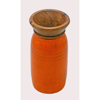 Handcrafted Wooden Flower Pot – Orange Finish Decorative Planter - 2026081002OAF