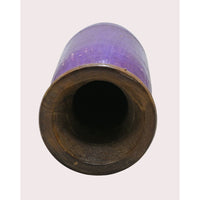 Handcrafted Wooden Flower Pot – Purple Finish Decorative Planter - 2026081002PAF