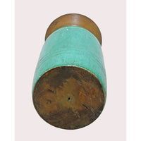 Handcrafted wooden flower pot with Turkish antique finish, side view
