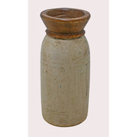 Handcrafted Wooden Flower Pot – White Antique Finish Decorative Planter - 2026081002WAF