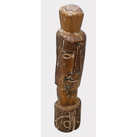 Handcrafted Tribal Wooden Head Sculpture – Rustic Brown Distressed Finish - 2026081211UNQ