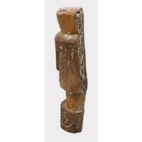 Handcrafted Tribal Wooden Head Sculpture – Rustic Brown Distressed Finish - 2026081211UNQ