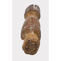 Handcrafted Tribal Wooden Head Sculpture – Rustic Brown Distressed Finish - 2026081211UNQ