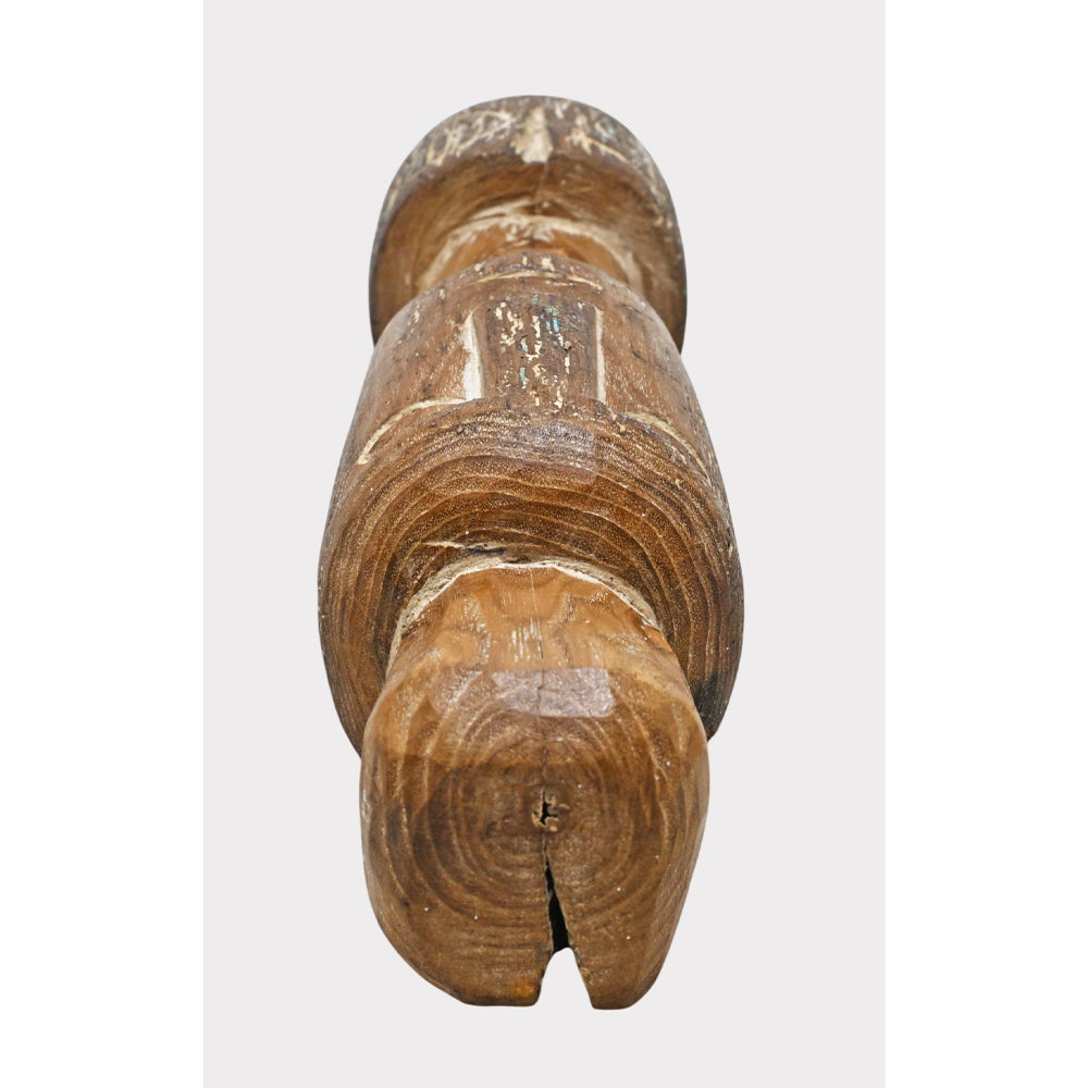 Rustic tribal wooden head sculpture, full product view