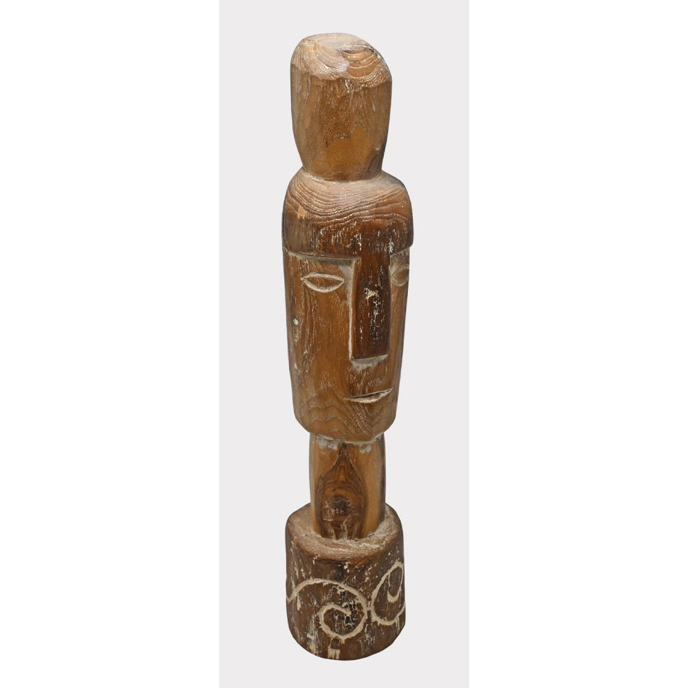 Vintage tribal wooden face sculpture, alternate angle