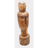 Handcrafted Tribal Wooden Head Sculpture – Rustic Folk Art Décor - 2026081214UNQ