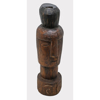 Antique Hand-Carved Dark Wood Face Statue - 2026081216UNQ