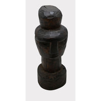 Hand-Carved Dark Wood Totem Sculpture - Espresso Brown Finish - 2026081217UNQ