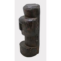 Hand-Carved Dark Wood Totem Sculpture - Espresso Brown Finish - 2026081217UNQ