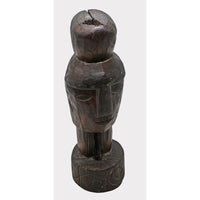 Dark Aged Hand-Carved Wooden Face Statue - 2026081221UNQ