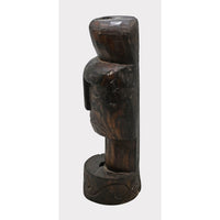 Dark Aged Hand-Carved Wooden Face Statue - 2026081221UNQ