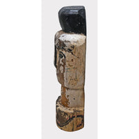 Hand-Carved Whitewashed Wooden Face Sculpture - 2026081223UNQ