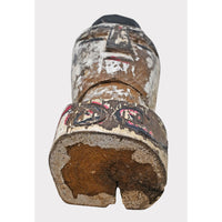 Hand-Carved Whitewashed Wooden Face Sculpture - 2026081223UNQ