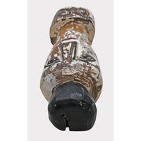 Hand-Carved Whitewashed Wooden Face Sculpture - 2026081223UNQ