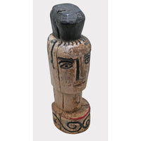 Hand-Carved Rustic Whitewashed Wooden Face Sculpture - 2026081225UNQ