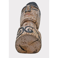 Hand-Carved Rustic Whitewashed Wooden Face Sculpture - 2026081225UNQ