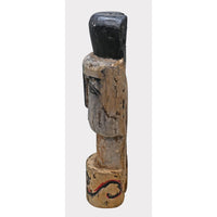 Hand-Carved Whitewashed Wooden Face Sculpture - 2026081227UNQ