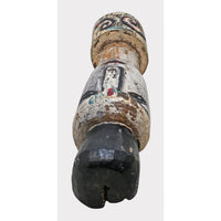 Hand-Carved Whitewashed Wooden Face Sculpture - 2026081227UNQ