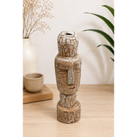 Limewashed Natural Wood Tribal Statue - 2026081228UNQ