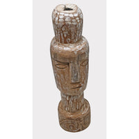 Limewashed Natural Wood Tribal Statue - 2026081228UNQ