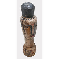 Hand-Carved Rustic Whitewashed Wooden Face Sculpture - 2026081229UNQ