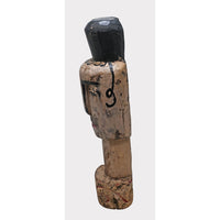 Hand-Carved Rustic Whitewashed Wooden Face Sculpture - 2026081229UNQ