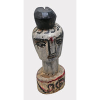 Hand-Carved Whitewashed Wooden Face Sculpture - 2026081232UNQ