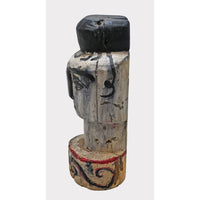 Hand-Carved Whitewashed Wooden Face Sculpture - 2026081232UNQ