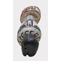 Hand-Carved Whitewashed Wooden Face Sculpture - 2026081232UNQ