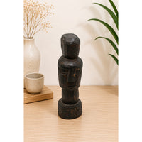 Dark Aged Hand-Carved Wooden Face Statue - 2026081233UNQ