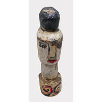 Hand-Carved Whitewashed Wooden Face Sculpture - 2026081234UNQ