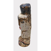 Hand-Carved Whitewashed Wooden Face Sculpture - 2026081234UNQ