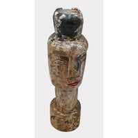 Hand-Carved Rustic Whitewashed Wooden Face Sculpture - 2026081235UNQ