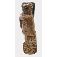 Hand-Carved Rustic Whitewashed Wooden Face Sculpture - 2026081235UNQ