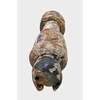 Hand-Carved Rustic Whitewashed Wooden Face Sculpture - 2026081235UNQ