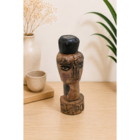 Antique Distressed Hand-Painted Wooden Tribal Statue - 2026081236UNQ