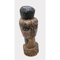 Antique Distressed Hand-Painted Wooden Tribal Statue - 2026081236UNQ