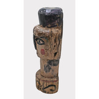 Antique Distressed Hand-Painted Wooden Tribal Statue - 2026081236UNQ