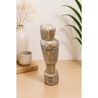 Limewashed Natural Wood Tribal Statue - 2026081237UNQ